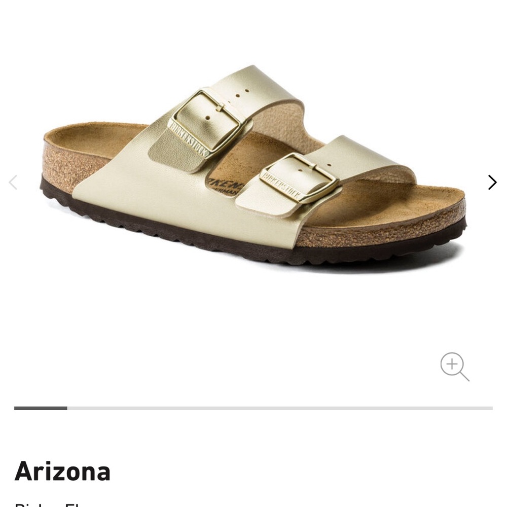 Birkenstock Arizona Birko-Flor gold sandals. Size 37 Never Worn.